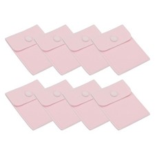 8 Pcs 3x4 Inch Jewelry Pouches, Velvet with Snap Button for Rings Light Pink