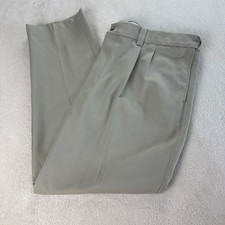 Oak Hill Pants Mens 48X32 Khaki Microfiber Waist Relaxer Pleated Dress Chino