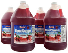 Cherry Sno Cone Syrup 4-Pack, 1 Gallon - Perfect for Snow Cones Shaved Ice