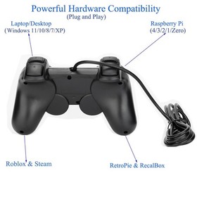 USB Wired Game Controller for Windows Universal Size, Black-Wired