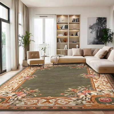 Hand-Tufted Wool Area Rug   Traditional Floral Design For Living Room Carpet