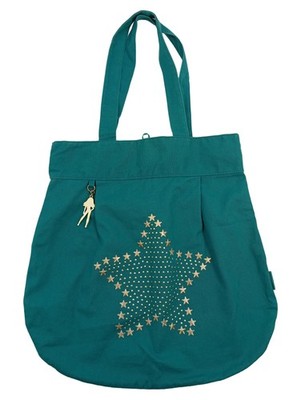 Depesche TOPModel Henkeltasche Shopper Petrol Sterne Nieten Baumwolle Mädchen