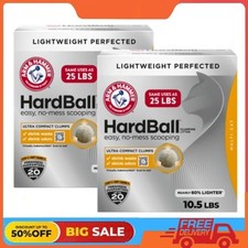 2 Pack ARM  HAMMER HardBall Lightweight, Scoopable Cat Clumping Litter, 10.5 lb