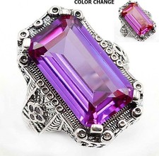 6CT Natural Alexandrite 925 Sterling Silver Nouveau Style Ring Jewelry Sz 6