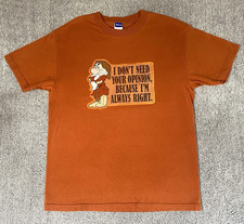 Vtg Disney Men's Graphic T-Shirt Seven Dwarves Grumpy Orange 90's Size Large