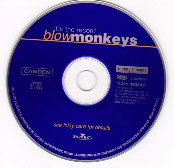 Blow Monkeys* - For The Record... (CD) (Very Good Plus (VG+)) - 3728070886 - Bild 3 von 3