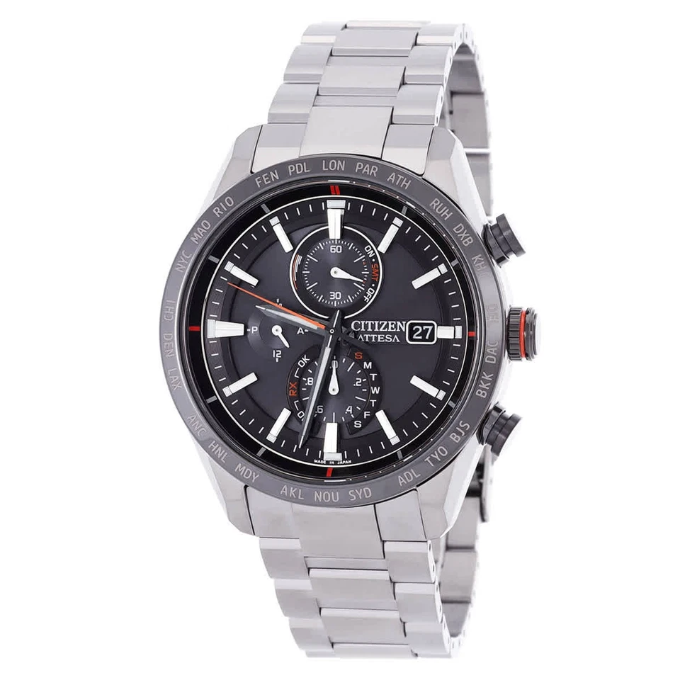 Reloj para hombre Citizen Attesa Perpetual cronógrafo Eco-Drive esfera negra AT8189-61E