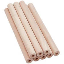 8Pcs Hollow Wood Sticks Rubber Wood Dowel 11.8X1 Inch Wooden Dowel Rod with 0.4