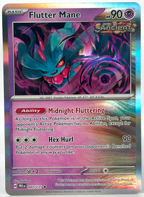FLUTTER MANE Rare Holo Scarlet Violet Prismatic Evolutions 43/131 Pokemon