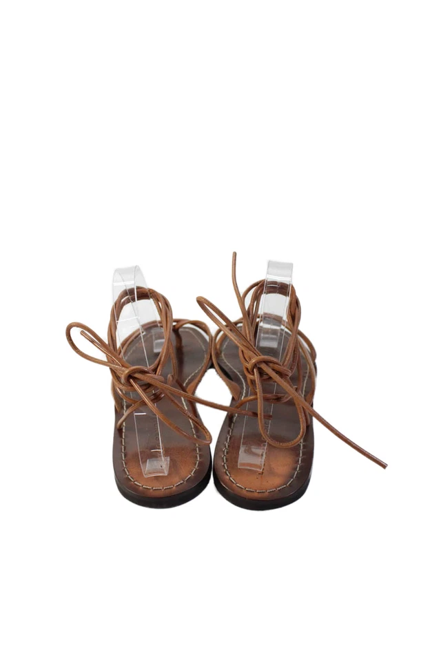 Sandalias Loeffler Randall para mujer con textura punta cuadrada con tiras marrón talla 8 Foto 3 de 4