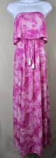 Japna Strapless Maxi Dress Pink Tie Dye Ruffle Tassel Women’s S Excellent 