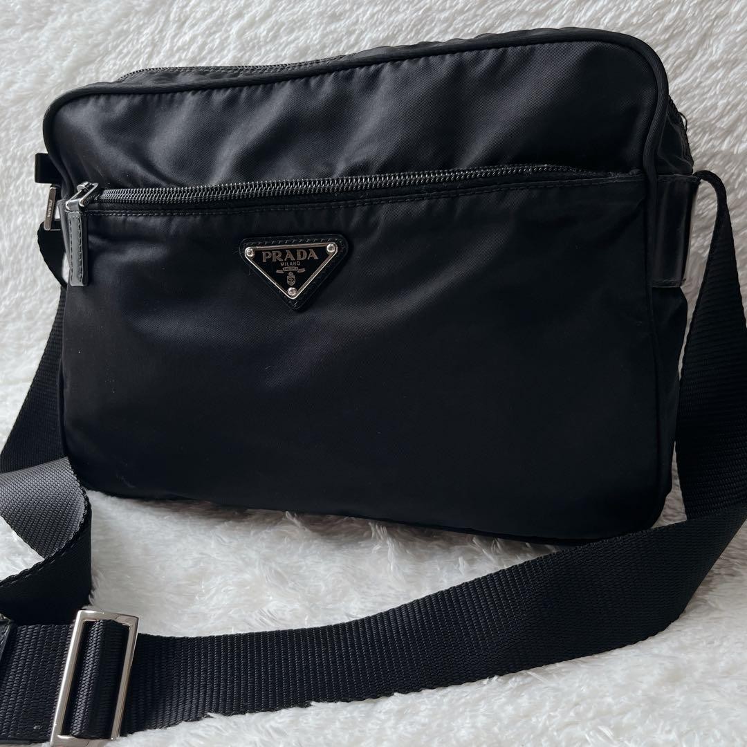 Prada Black Nylon Camera Bag with Triangle Logo