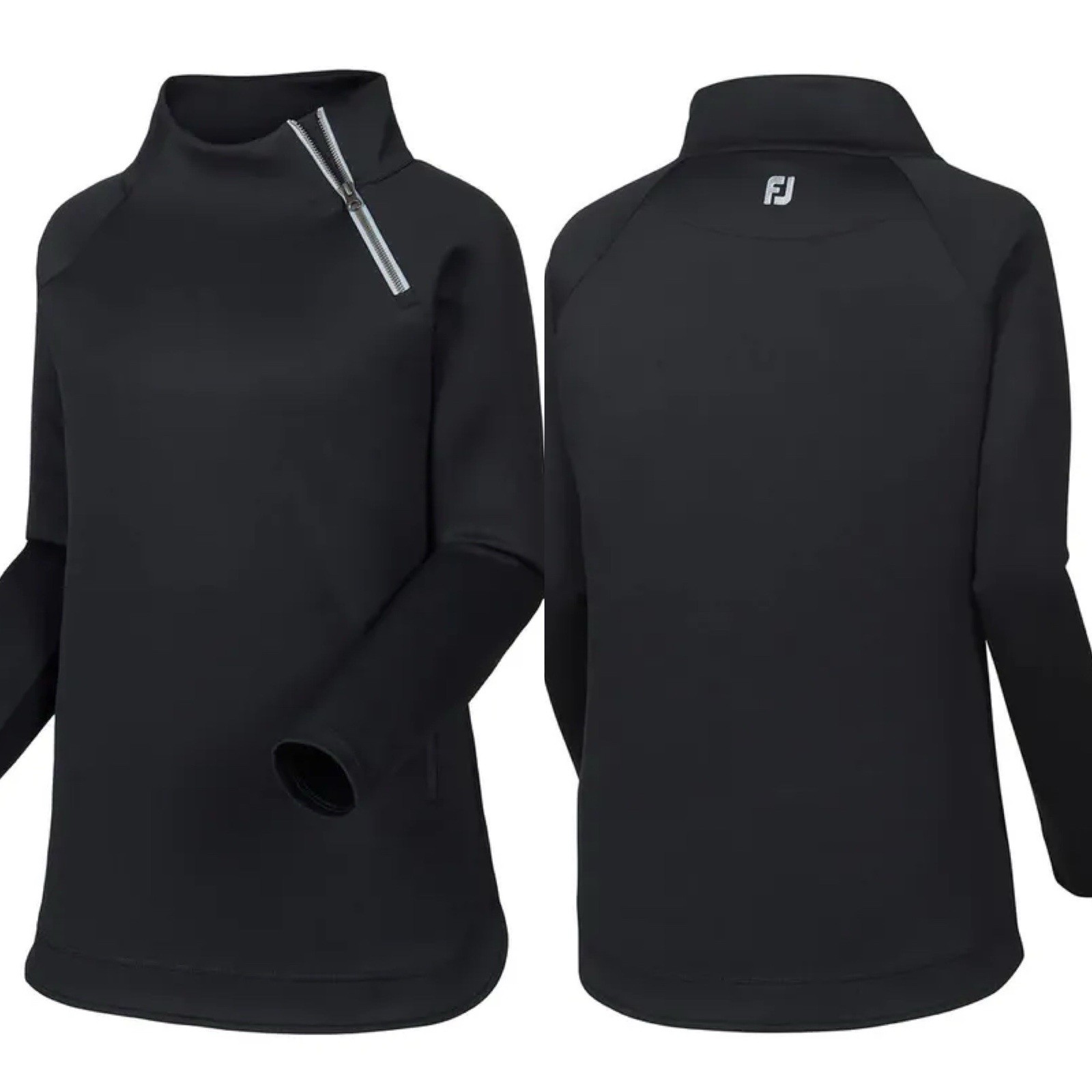 FootJoy Women’s Black Asymmetrical 1/4 Zip Neck Mid Layer Size S Golf Activewear