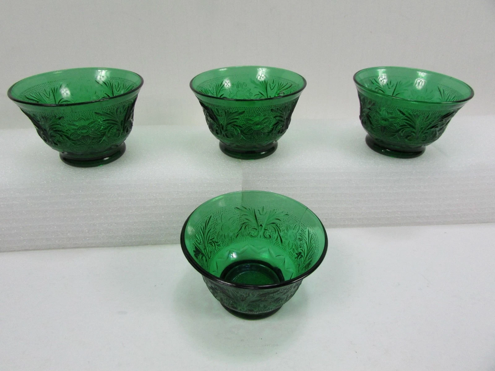 Anchor Hocking Sandwich Forest Green 2 3/8" Custard Cups Vintage Set of 4