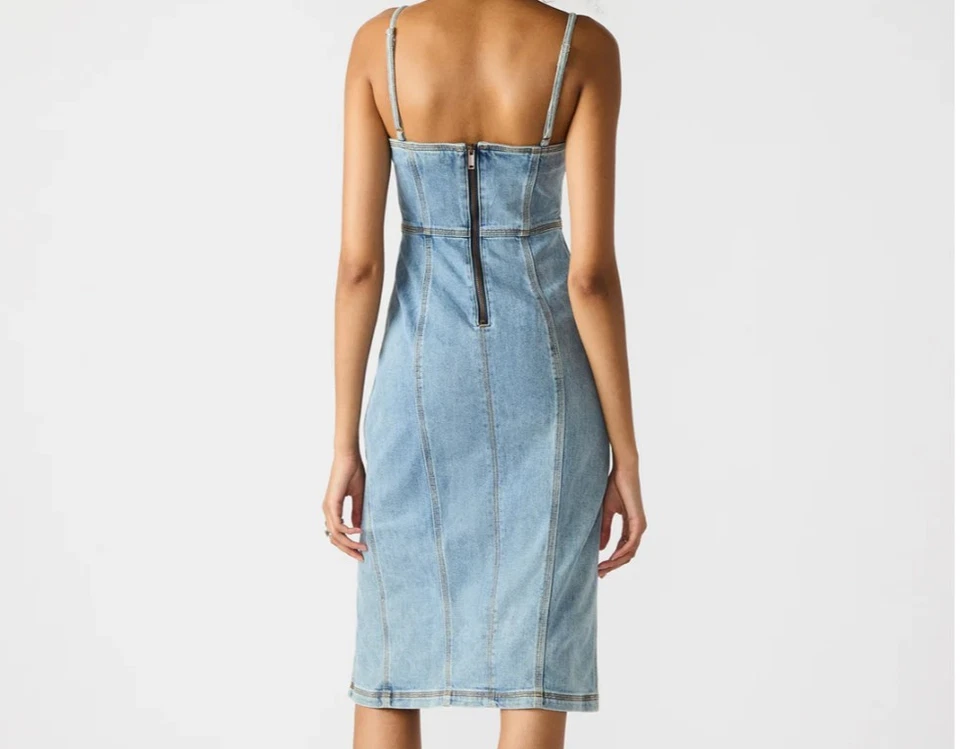 Vestido midi de mezclilla Steve Madden Giselle precio de venta sugerido por el fabricante 89 USD talla 4 # 12A 2273 nuevo Foto 2 de 4