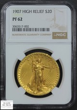 1907 PROOF High Relief $20 Twenty Dollar St Gaudens Gold Double Eagle NGC PF 62