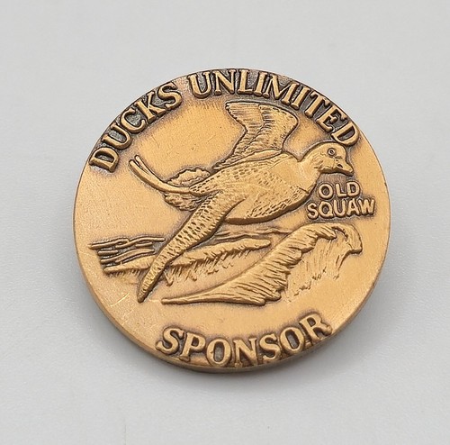 Ducks Unlimited Sponsor Pin 7/8" Round Bronze 1990 Larry Toschik Wildlife