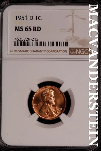 1951-D Lincoln Wheat Cent-Ch Gem BU NGC MS 65 Red Lustrous No Reserve #SLK834