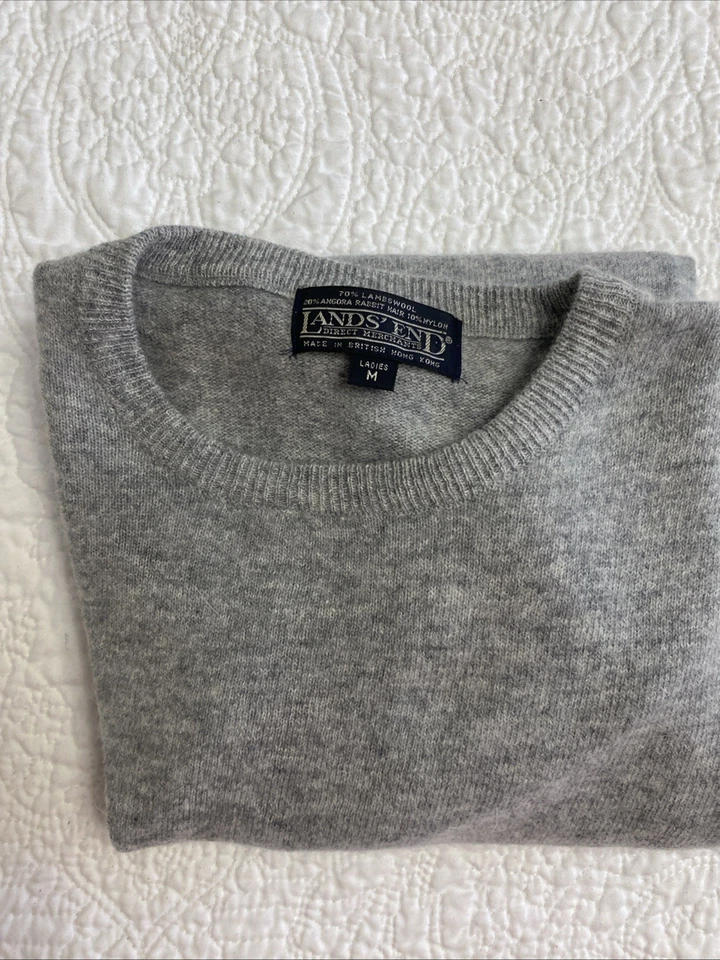 Suéter gris manga corta de lana de cordero vintage Y2K Land’s End para mujer talla mediana Foto 4 de 4