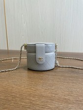 Authentic Preowned Chanel Grey Lambskin Mini Round Vanity Chain Shoulder Bag