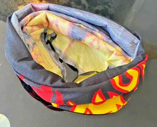 Pañuelo para la cabeza deportivo al aire libre diadema máscara facial bandana negro rojo llama Reino Unido - Imagen 2 de 3