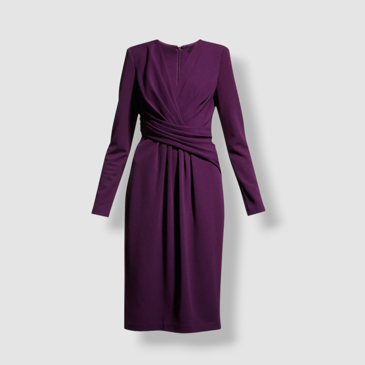 badgley mischka pleated a line midi dress $478 Badgley Mischka Women's Purple Pleated Crossover Midi Dress Size 4