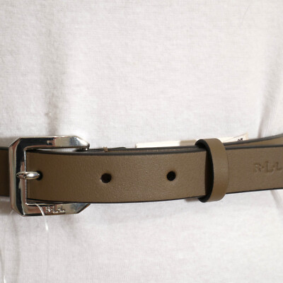 RALPH LAUREN Gray Brushed Silver Studded Leather Skinny Belt  display picture 2