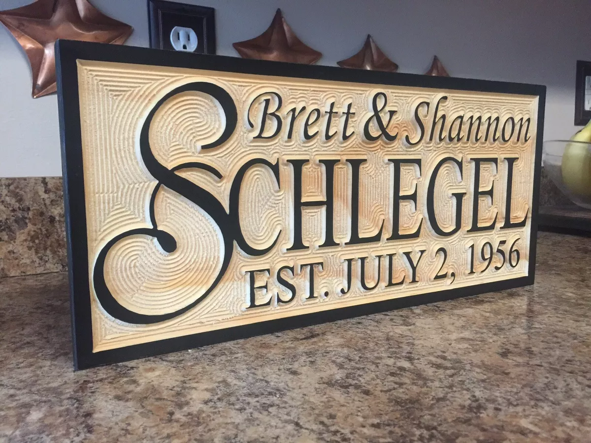 WOODEN SIGN PERSONALIZED WEDDING GIFT ESTABLISHED DATE FAMILY LAST NAME