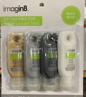 Imagin8 Soft Touch Fabric Paint Metallic Gold Silver Black White NEW  