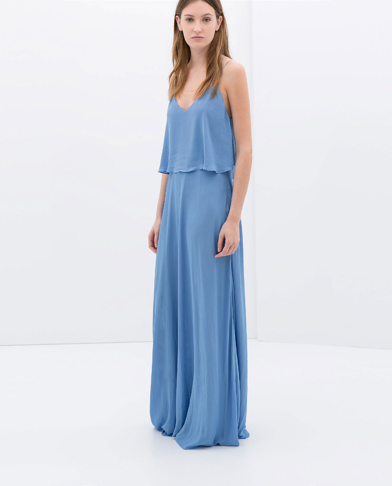 DOUBLE LAYERED MAXI LONG STRAPPY DRESS 