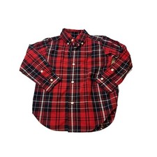 Chaps Boys Red Black Plaid Button Down Shirt 3T