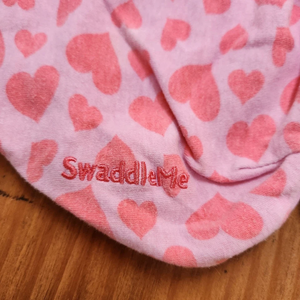 PACOTE (2) Swaddles de Verão Bebê Menina Corações Rosa Elefantes P/M 7-14 libras - Imagem 3 de 4