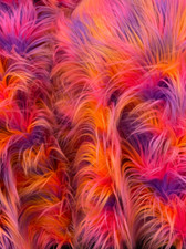 Purple pink orange Spike Faux Shaggy Upholstery Apparel fur fabric BY YARD 60" W