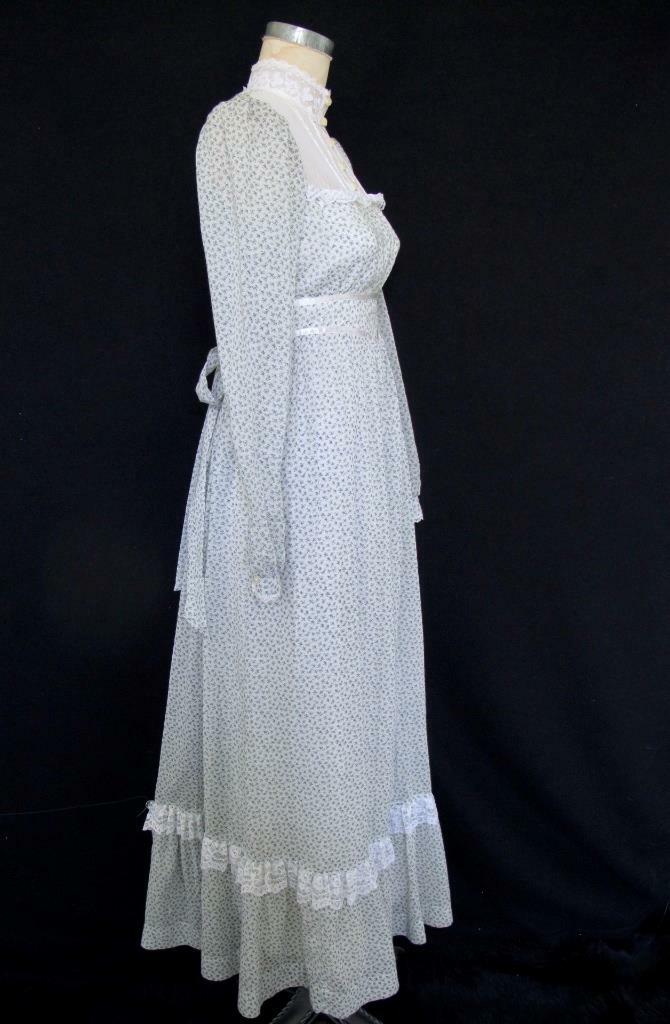 Vintage Gunne Sax Jessica McClintock Prairie Dress XXS 5 Blue Calico ...