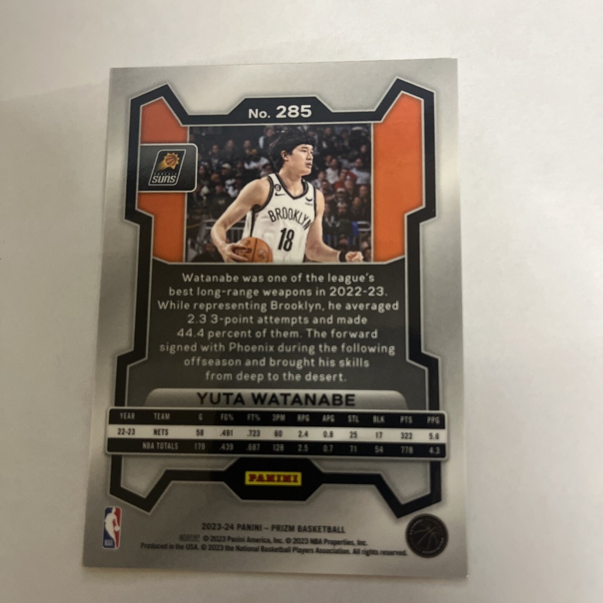 その他 2023-24 Panini Prizm  Yuta Watanabe 2023-24 Panini Prizm Yuta Watanabe Orange Ice Prizm #285