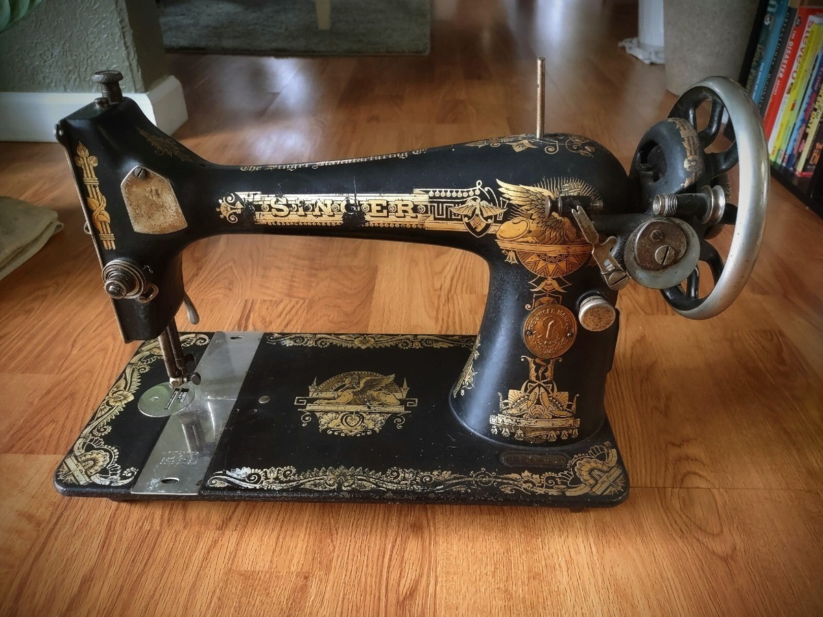 Antique - 1910s Singer Treadle Sewing Machine, Decorative Gold