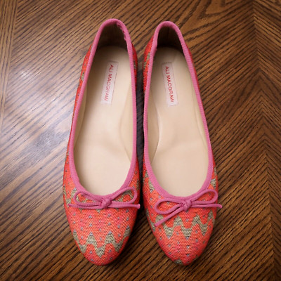 New $145 ALI MCGRAW Cheery Multicolored Fabric Bow Ballet Flat Shoes Size 9 1/2
