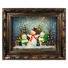 Picture Frame Snow Family Christmas Lighted Scene