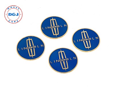 Lincoln Candy Blue on Gold Lowrider Wire Wheel Metal Chips Emblems