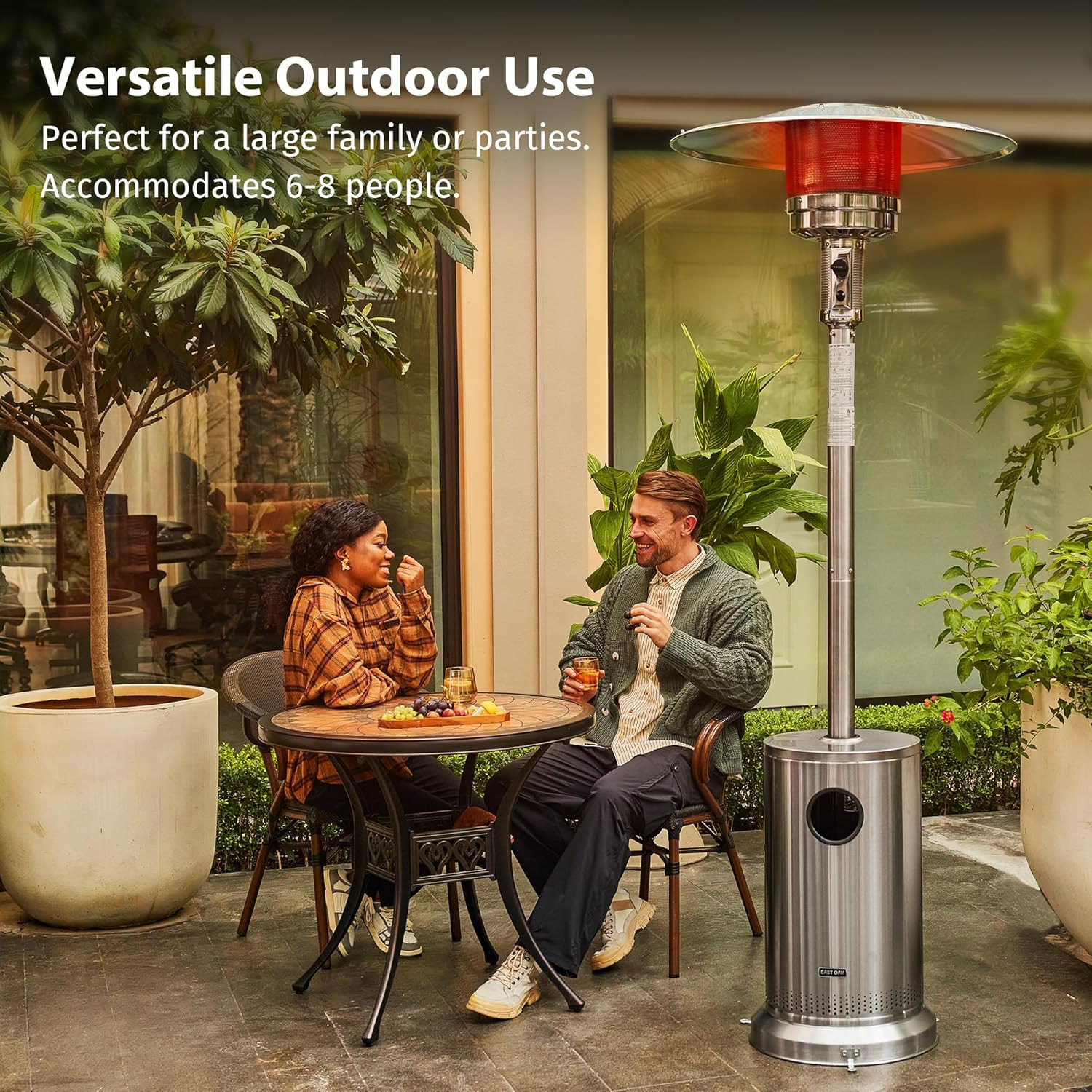 50,000 BTU Stainless Steel Patio Heater with Wheels for Home & Commercial Use