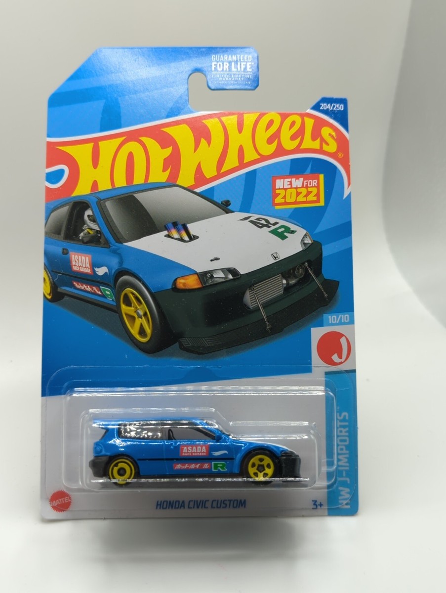 Hot Wheels 2022 Honda Civic Custom – 1:64 Scale Die-Cast Car, Blue, HW J-Imports Series