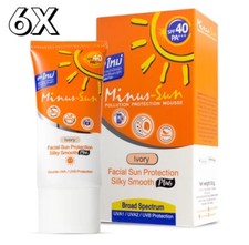 6X 30g. Minuss Sun Sol Ivory Facial Protection SPF40 PA  Oil Control No Sticky