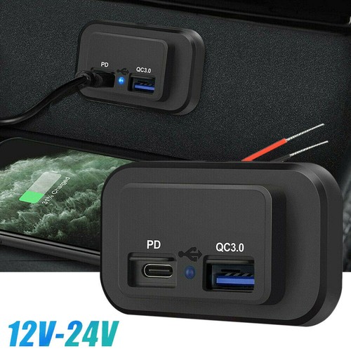 QC3.0 USB 5A+PD 1.5A Aufbaubuchse Buchse 12V - 24 V Ladegerät Steckdose NEU - Afbeelding 12 van 12