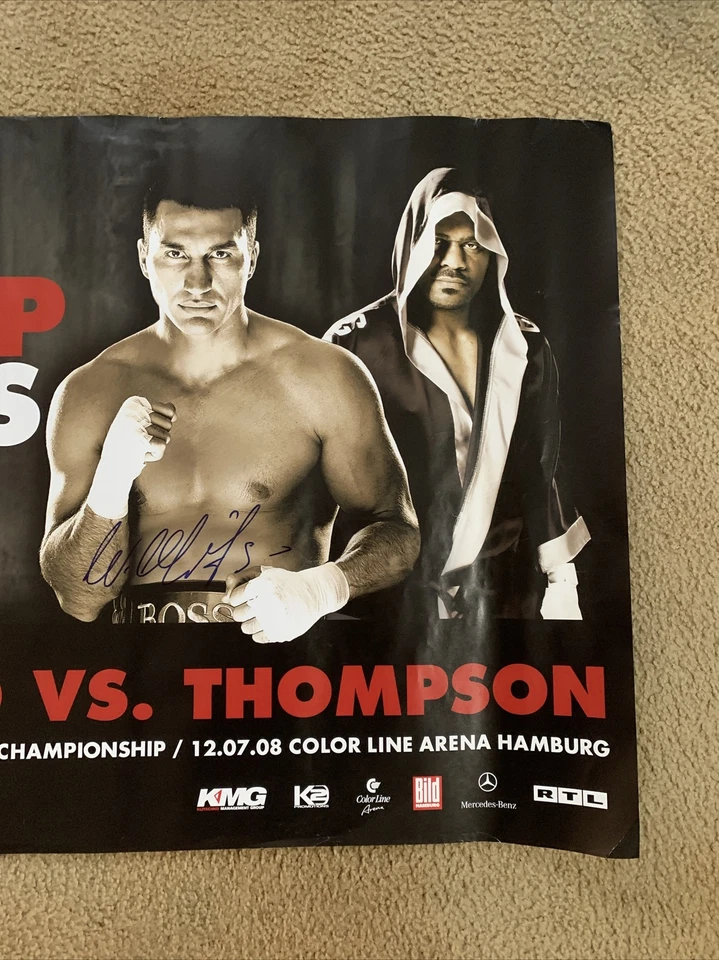 Póster de lucha por el título Wladimir Klitschko vs Tony Thompson 2008 firmado por Klitschko Foto 4 de 4