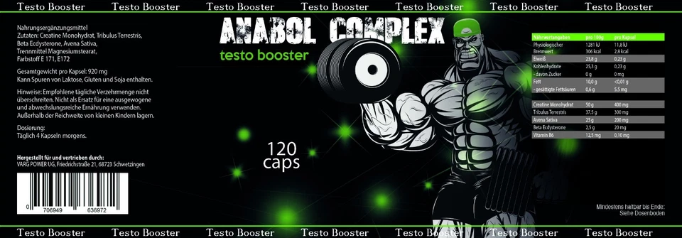 Anabol Complesso Testo Booster Body Building Compresse Testosterone - Bild 2 von 4