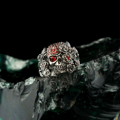 925 silver women skull ring -Adjustable skull ring - Frida Skull gift for women