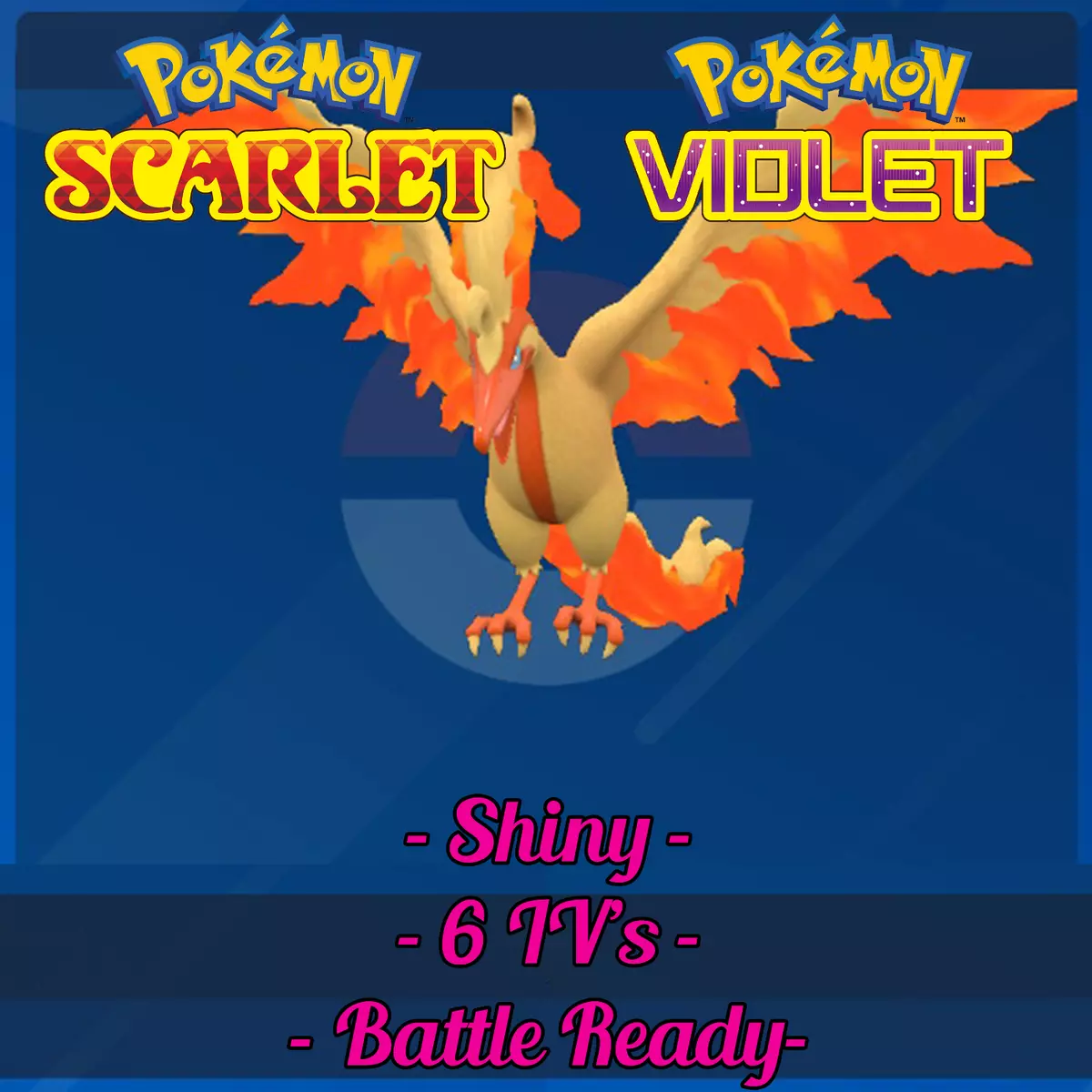 6IV Shiny Galarian Moltres Pokemon Scarlet and Violet