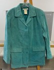 Jessica Holbrook Women’s Suede Leather Jacket Sz. M VG+ Washable Teal