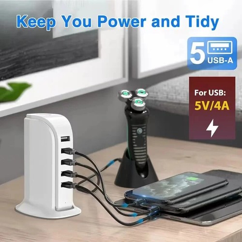 Multi Port USB Charger Charging Station Desktop Hub for iPhone Samsung Universal - Picture 4 of 7