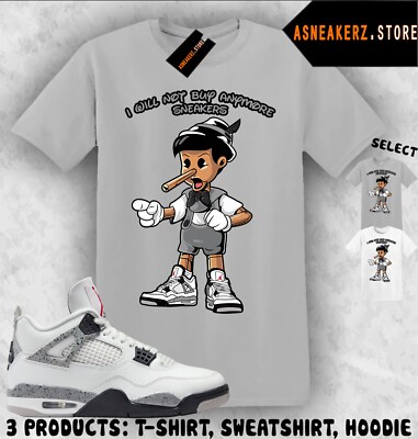 Tee Shirt Matching AJ 4 White Cement 2025 To Match Sneaker Sneakerhead Pinocchio